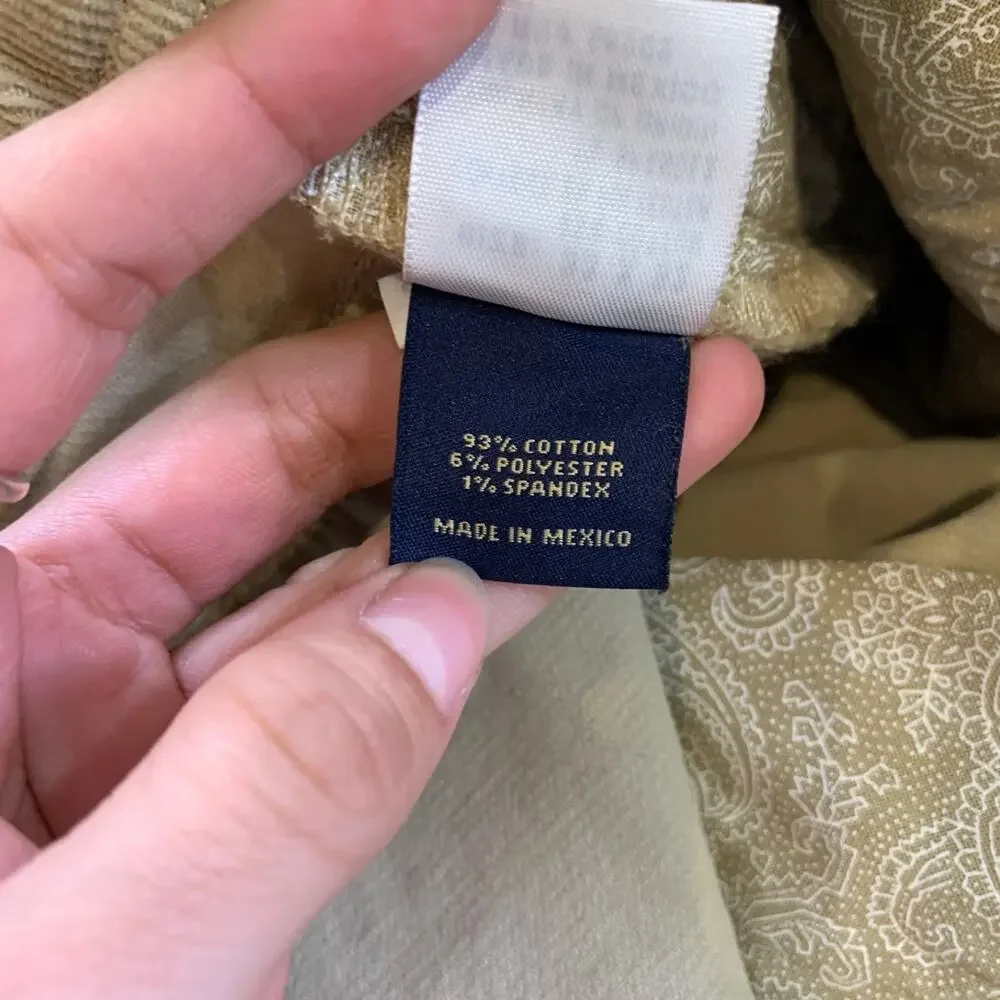 Vintage Cremieux Pants Mens 33 Tan Cotton Blend Stretch Straight Corduroy Chino